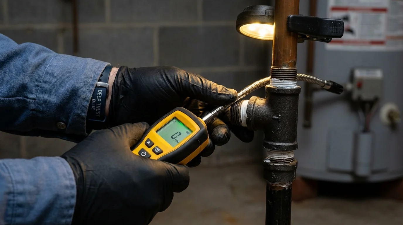 Gas leak detection with electronic sniffer by Johns Plumbing LLC in McLoud