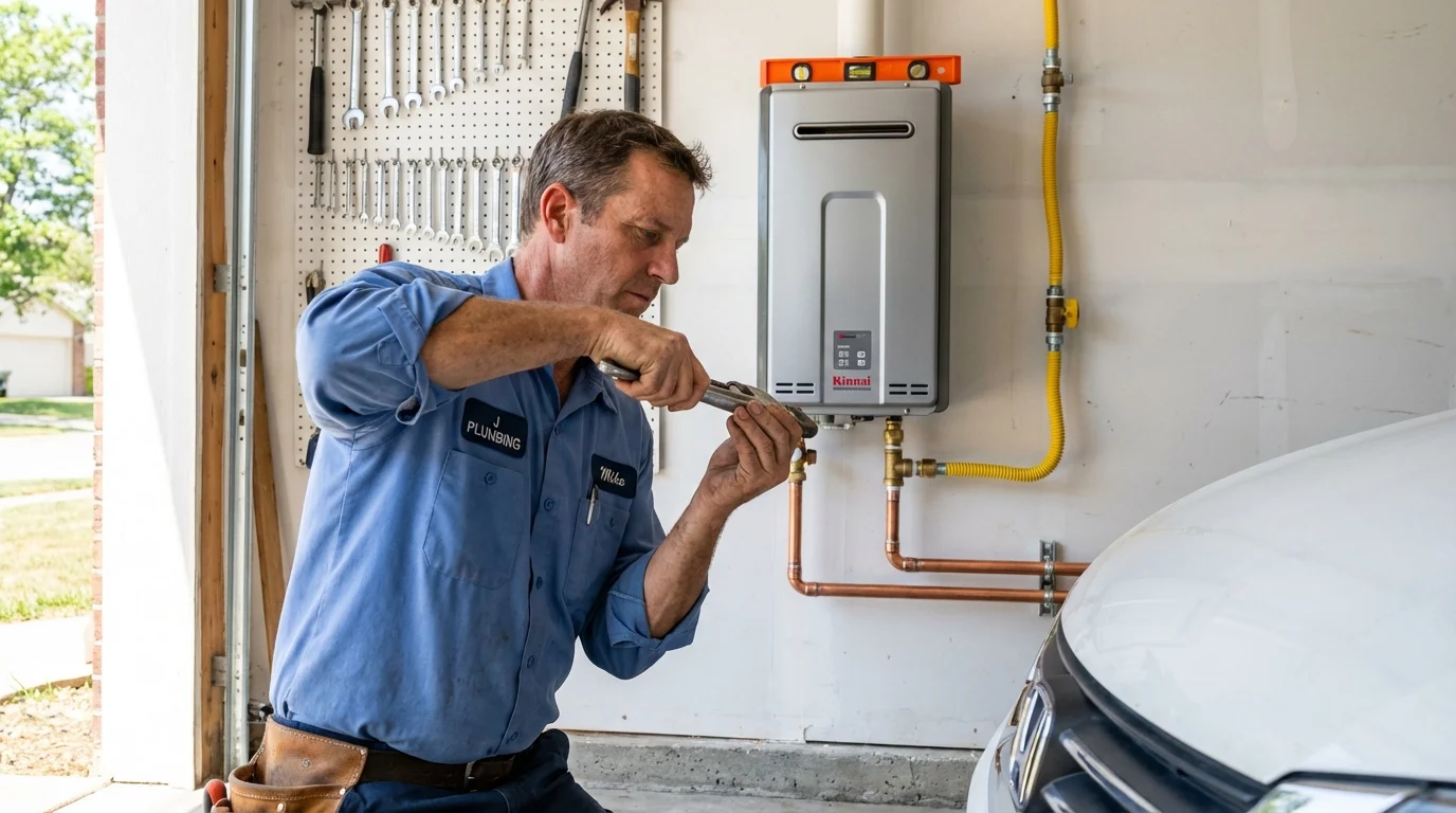 Tankless water heater installation by a Johns Plumbing LLC plumber in McLoud